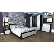 Dormitor Torino cu pat cu somiera metalica rabatabila pentru saltea 160x200 cm, Wenge / Brad Dormitor Torino cu pat cu somiera metalica rabatabila pentru saltea 160x200 cm, Wenge / Brad